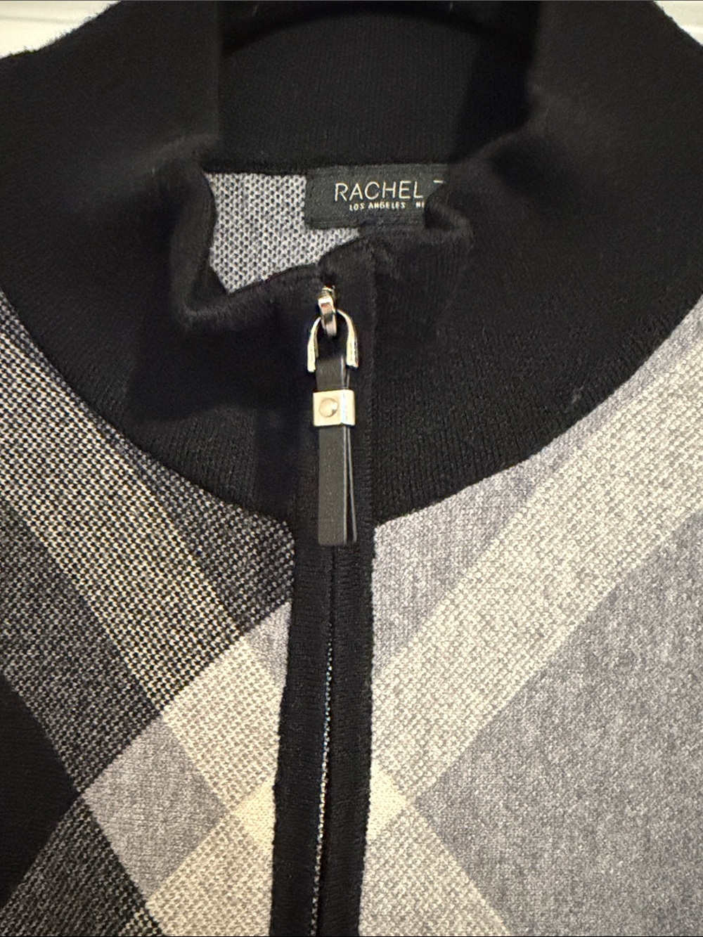 Rachel Zoe Charcoal and Light Gray Check Poncho - Picture 4 of 6
